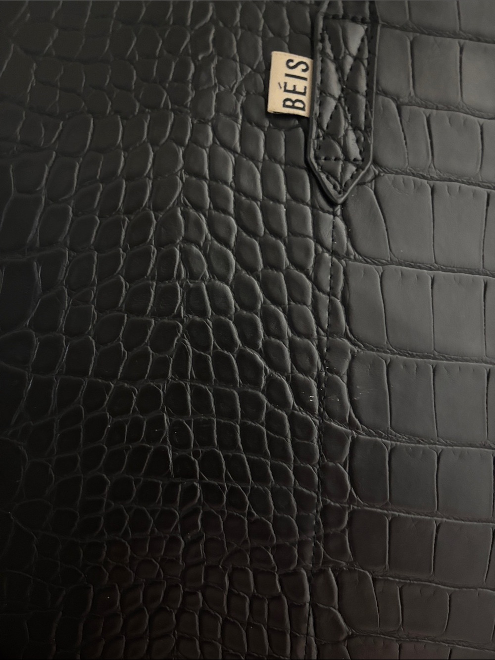 BEIS Black Croc-Embossed Laptop Tote - Picture 2 of 6